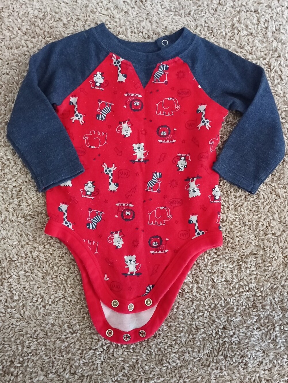 💰 Garanimals Red Bodysuit with Navy Blue Sleeves